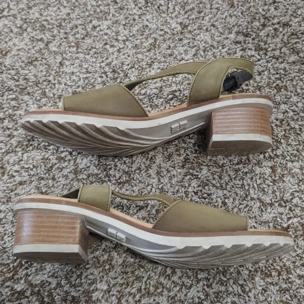 El Naturalista Olive Green Low Heel Women's Sandals Size 38